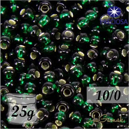 Rokajl Preciosa 10/0 Zelená tmavá so strieborným prieťahom č.57150-25g (PR10039)